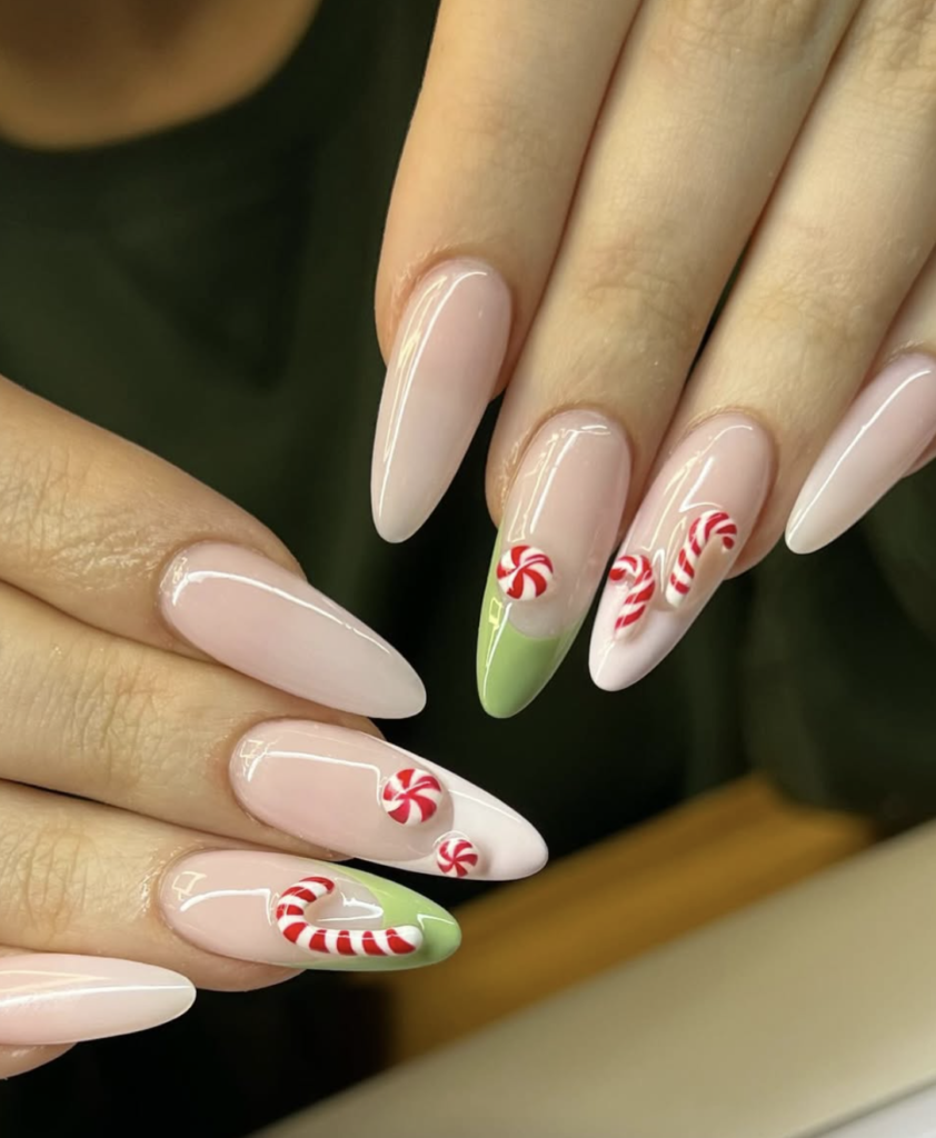 3D Candy Cane Nail Design